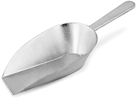 New Star Foodservice 34721 One-Piece Cast Aluminum Flat Bottom Bar Ice Flour Utility Scoop, 24-Ounce, Silver