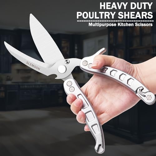 Heavy Duty Kitchen Shears,Poultry Shears with Safety Lock,Silver