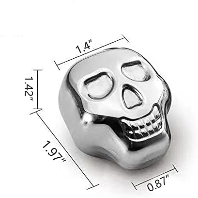 Reusable Stainless Steel Ice Cube Metal Whiskey Stones for Drinks Skull Shaped Set of 6 by i Kito