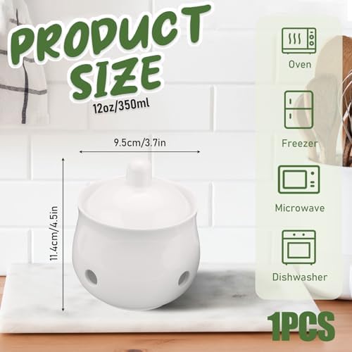 Small Garlic Keeper for Counter, Ceramic Garlic Holder Storage Jar with Lid