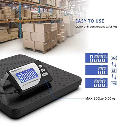 Amazon Basics Digital Shipping Postal Scale with Tare Function, Heavy Duty Weighing Platform, 660 lb Capacity, 1 Ounce Readability, Portable, Black