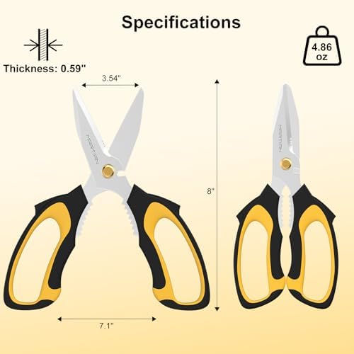 8” Ultra Sharp Kitchen Shears Heavy Duty - Stainless Steel Kitchen Shears for Food, Dishwasher Safte Kitchen Scissors for Meat Cutting, Ideal Gift for Father's Day