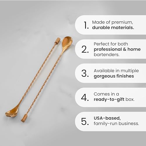 A Bar Above Bar Spoon Set, Spiral Handle Stainless Steel Mixing Spoons