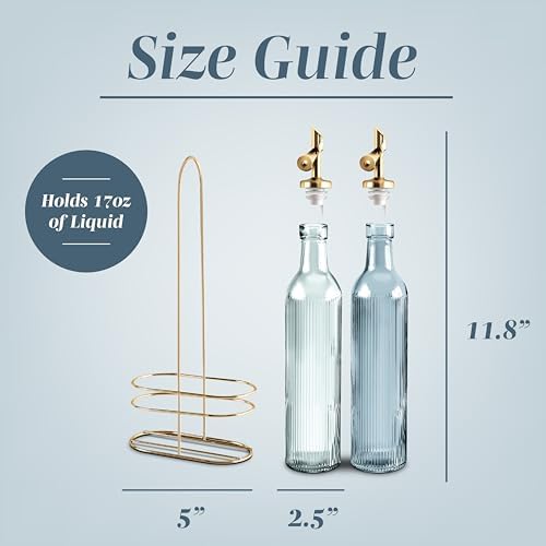 COOK WITH COLOR Glass Olive Oil Bottle Dispenser - 2 Pack- 17oz Vinegar Cruet - Olive Oil Carafe Decanter for Kitchen