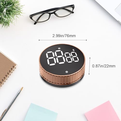 BlueSnail Kitchen Timer with LED Digital Display Smart Efficana for Home Classroom Gym Office, Volume and Brightness Adjustable Productivity Timer (Rose Gold)