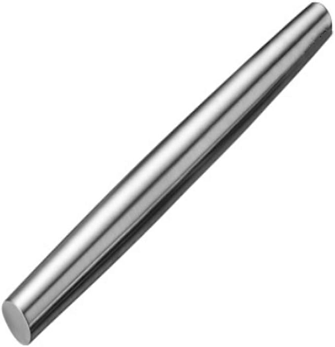 AMUZHI Smooth Seamless Stainless Steel Rolling Pin, 12.8Inch | Easy to clean food grade metal, ideal for daily pizza, pie, pasta, dumpling and cookie dough household baking