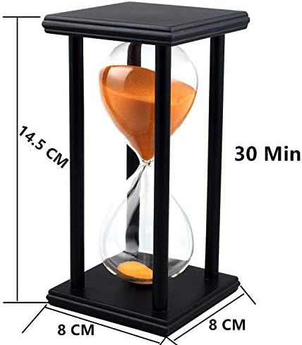 Lodunsyr Sandglass 30 Minutes Timer Hourglass for Ornament Decoration Restaurant Living Room Home Closet Office Desk Bedroom Party Festival Christmas Wooden Frame Sand Timer Clock Orange