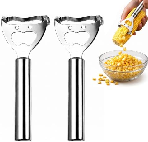 Stainless Steel Corn Peeler, Corn Cob Stripper Tool (2, Silver)