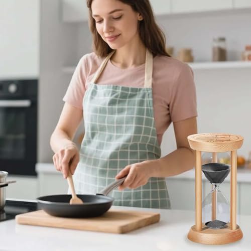 SuLiao Wooden Sand Timer 10 Minute Hourglass, Wood Turquoise Sand Clock, Small Watch 10 Min Timer, Hour Glass Sandglass for Home, Reloj De Arena, Office, Decorative, Game, Classroom