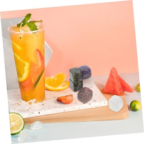 INOOMP 6 pcs Quartz Whiskey Stones Reusable Cube Chilling Stones for Drinks Unique Whiskey Accessories Safe and Practical Ice Cubes for Bars Home and Restaurants