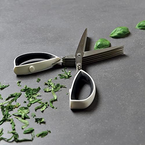 Berghoff 1106253 Stainless Steel 5 Blade Herb Scissors & Cleaning Brush