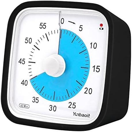 Yunbaoit Visual Timer for Kids, Silent 60-min Countdown Timer, Black Blue