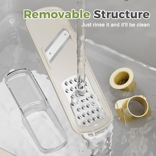 Manual Garlic Mincer, 3 in 1 Clear Manual Garlic and Garlic Slicer, Multi-Functional Garlic Press with Container Compact Garlic Mincer Tool, Ginger, Herbs Kitchen Gadget (White)