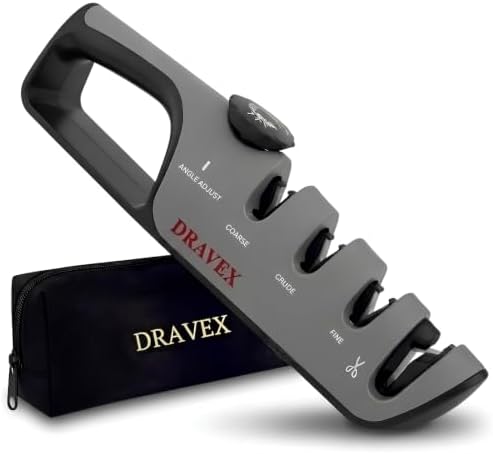 DRAVEX 4-Stage Professional Knife Sharpener Adjustable Angle Guide