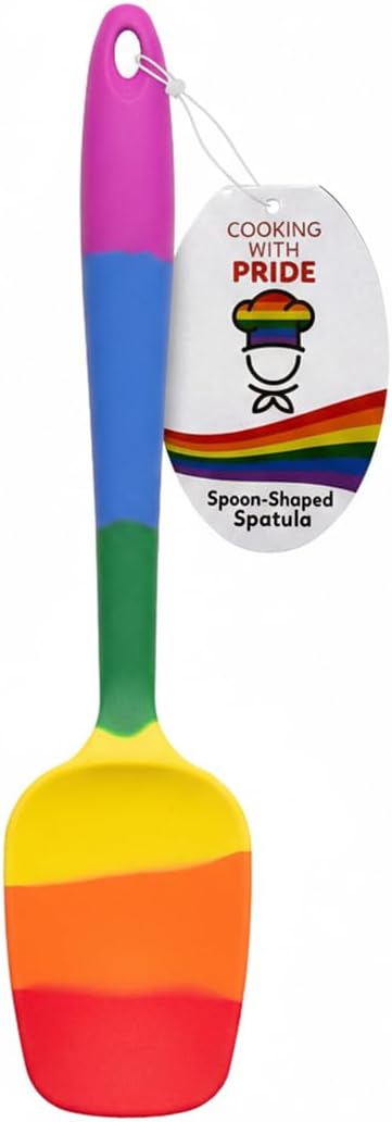 Cooking With Pride Non-Stick Spoon Spatula, Heat-Safe Silicone With Iron Core, 10.5-Inch