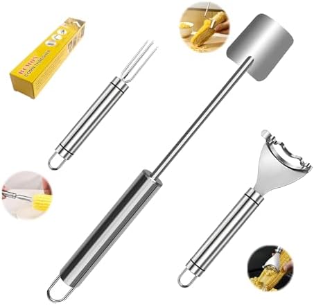 3 Pack Corn Peeler for Corn on the Cob, Stripper, Remover and Holders