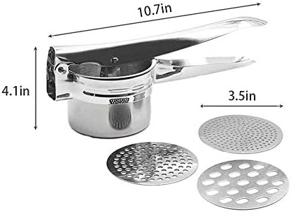 Potato Ricer, Potato Masher, Potato Masher and Ricer For Baby Food, Stainless Steel, with 3 Discs