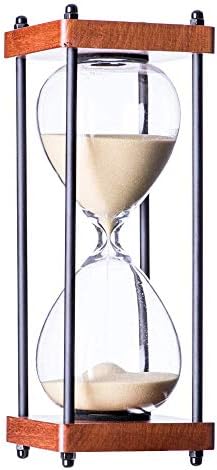 SAMLONG Large Hourglass Timer 30 Minute Decorative Wooden Sandglass, Yellow