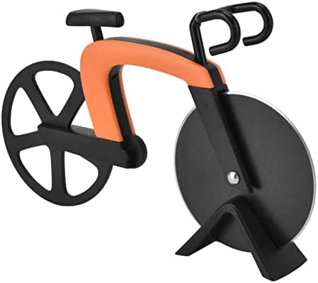 Bicycle Pizza Cutter, Pizza Slicer Pizza Cutter Wheel with a Stand Cool Pizza Cutters Tool(Orange)