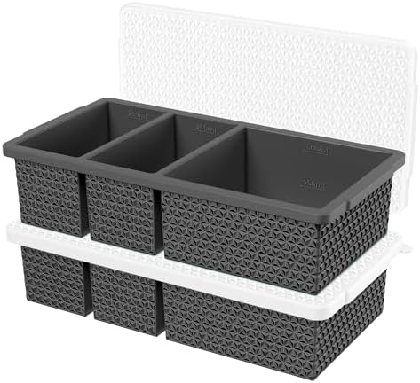 Silicone Freezer Trays with Lid (2-Pack), 1-Cup & 2-Cup Silicone Freezer Molds, Stackable Soup Cubes Freezer Tray with Lid for Portion Control, Food Storage & Meal Prep, Oven & Dishwasher Safe