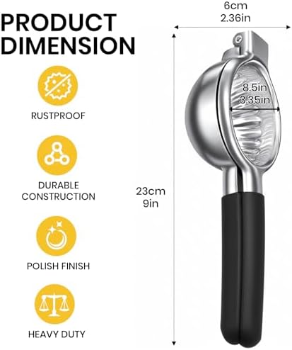Stainless Steel Lemon Squeezer,Large Manual Citrus Juicer,Free Brush