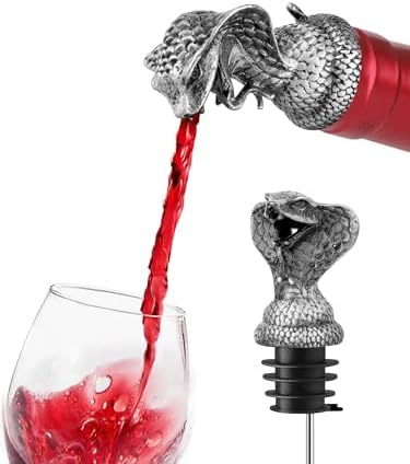 Animal Wine Pourer Spout, Drip Free Bottle Pourer & Stopper for Wine and Liquor Bottles, Funny Gift for Men, Dad, Hostess and Housewarming, Bar Cart Accessory for Holiday Party Decor, Multiple Animal
