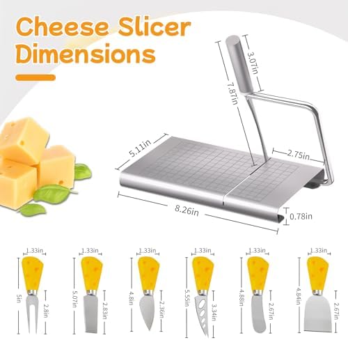 Cheese Slicer Board, Stainless Steel with Blade for Block Cheese