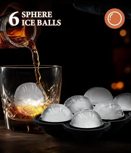Dclobtop Ice Cube Trays, Silicone Ice Cube Molds for Freezer with Lid (Set of 3), 6 Ball Ice Cube Tray, 4 Diamond & 21-Ice Trays, Reusable Whiskey Ice Mold, DIY, BPA Free, Freezer