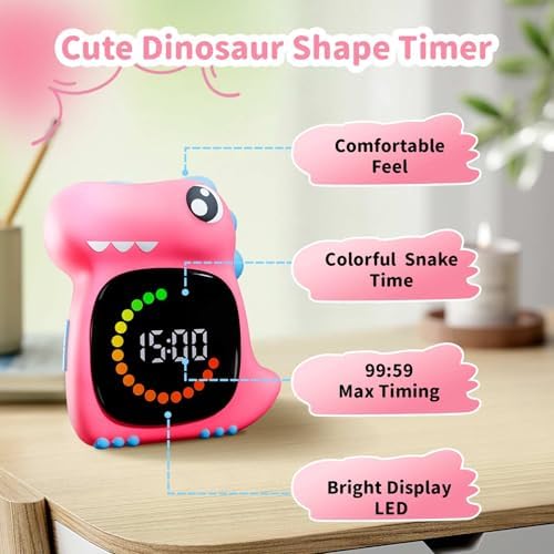 Pink Dinosaur Visual Timer for Kids, Girls Potty Training Timer
