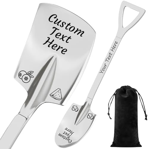 Custom Spoon, 2-100Pcs Engraved Ice Cream Scoop Shovel with Name/Image/Text Special Gifts for husband Wife Mom Dad, Personalized Stainless Steel Dessert Spoon for Anniversary Mother Day (Silver)