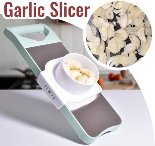 NACOLUS 5 In 1 Mandoline Slicer with Slide-On Hand Guard - Vegetable Slicer, Carrot Shredder,Safe Potato/Garlic Slicer Vegetable Cutter, Waffle Fry Cutter (Green, 5-in-1)