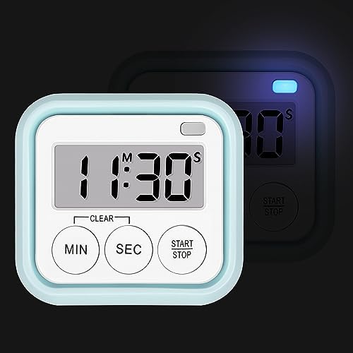 Timer, Kitchen Timers for Cooking Classroom Timer for Kids Teachers Digital Magnetic Timers 2 Pack, Blue