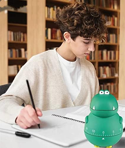 Cute Dinosaur 100% Mechanical Egg Kitchen Timer for Kids Cooking/Reading/Classroom/Do Sports(Dinosaur, Green)