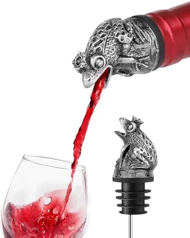 Animal Wine Pourer Spout, Drip Free Bottle Pourer & Stopper for Wine and Liquor Bottles, Funny Gift for Men, Dad, Hostess and Housewarming, Bar Cart Accessory for Holiday Party Decor, Multiple Animal