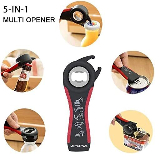 Jar Opener Bottle Opener for Weak Hands, 4&5 in 1 Multifunctional Non-Slip Can Lid Opener Tools with Silicone Jar Gripper Pad for Seniors, Children and Arthritic Hands(6-piece -set)