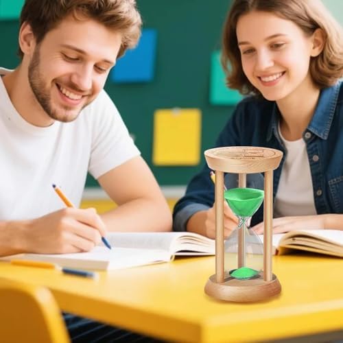 SuLiao Wooden Sand Timer 60 Minute Hourglass, Wood Turquoise Sand Clock, Small Watch 60 Min Timer, Hour Glass Sandglass for Home, Reloj De Arena, Office, Decorative, Game, Classroom