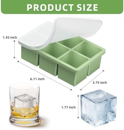 Large Silicone Ice Cube Molds 2 Inch,Easy Release Ice Cube Trays with Lid