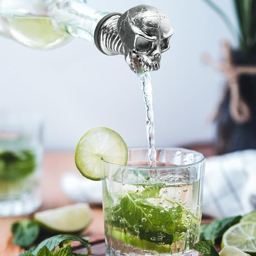 Linkidea 2 Pack Skull Aerator Pourer, Decanter Spout for Wine, Whiskey, Gothic Skull Bar Gadget for Smooth Pouring, Party & Home Bar Accessory, Halloween Christmas New Year Gift