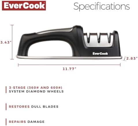 Precision Knife Sharpener for Kitchen Knives, 3-Stage Diamond Sharpening System (360/600 Grit), Non-Slip EVA Base, Stainless Steel Accents