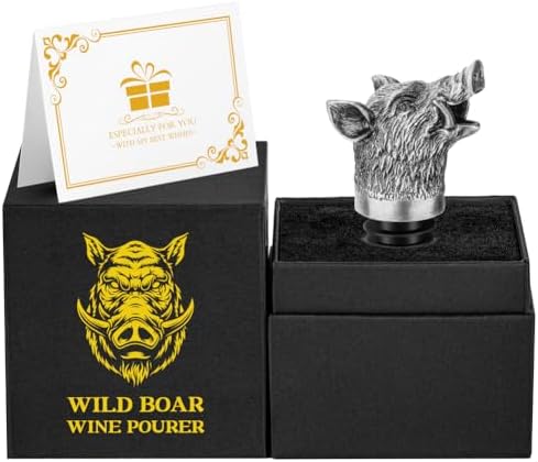 Wild Boar Head 2-in-1 Wine Aerator Bottle Pourer and Stopper for Men Women, Hunting Gifts for Hunters, Liquor Bottle Pourers Spout for Alcohol Spirits, Wine Saver Gifts Accessories