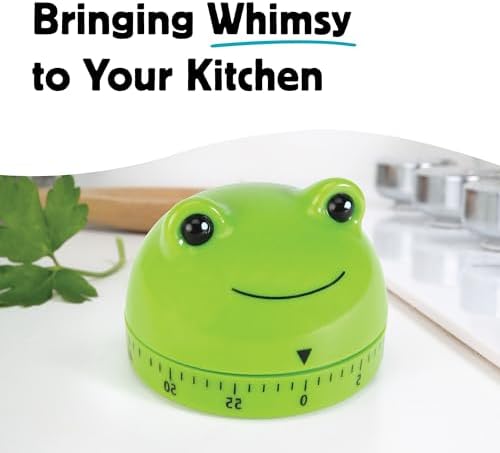 Kikkerland Frog Timer – Fun Gadget for Home & Kitchen – 60 Minute Windup Timekeeper for Cooking