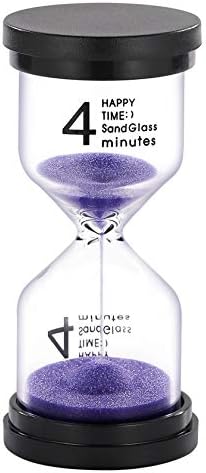 SuLiao Hourglass 4 Minute Sand Timer: Colorful Small Purple Sand Clock 4 Min, Plastic Hour Glass Sandglass for Kids, Games, Classroom, Kitchen, Decoration