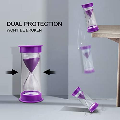 EMDMAK Sand Timer, Acrylic Hourglass Colorful Sandglass Timer 1 min/2 mins/3 mins/5 mins/10 mins/15 mins Sand Clock Timer for Games Classroom Home Office(Pack of 6)
