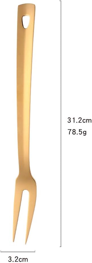 6 Pcs 12.3 in Gold Meat Forks for Kitchen, Stainless Steel Titanium Plated Dinner Fork, Ergonomic Integral Forming Mirror Polish-Dishwasher Safe