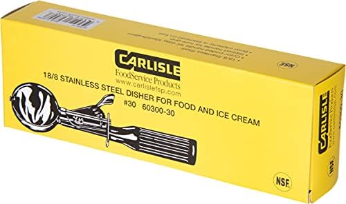 Carlisle FoodService Products Disher Scoop with Black Handle – 1.3 oz Portion Scoop, Stainless Steel, Use For Restaurant or Catering, Use with Ergonomic Grooved, One-Piece Design