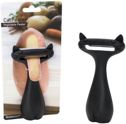 Peleg Design CatPeeler Cute Vegetable Peeler, Cat Design Peeler for Potato Carrot Fruit, Kitchen Utensil Décor (Black)