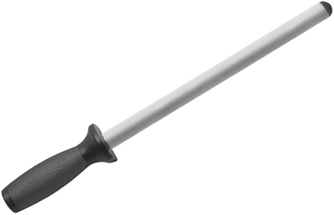 Ergo Chef Pro Series Diamond Knife Sharpening Steel Rod 10-Inch, Professional Kitchen Knife Blade Sharpener, Knife and Scissor Honer, Ergonomic Handle