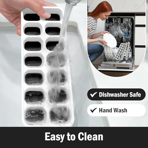 DclobTop Ice Cube Trays for Freezer - 3 Pack 42 Ice Cubes, Easy to Release Plastic Silicone Trays with Spill-Resistant Lids, Reusable Stackable Tray for Cocktails, Drinks and Coffee, BPA-Free,Black