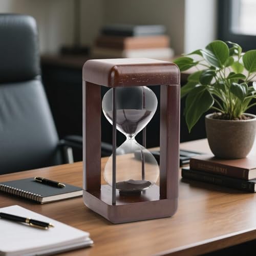 Hourglass Timer 60 Minute,Large Premium Walnut Sand Timer,Decor for Home, Desk,Office, Wedding Decor (Black)