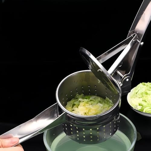 Stainless Steel Potato Ricer Masher,Multi Functional Potato Ricer Press,Manual Masher Kitchen Tool,Heavy Duty Spaetzle Maker for Pressing Gnocchi Spaghetti,Potatoes,Fruits,Vegetables (Bottom Hole)
